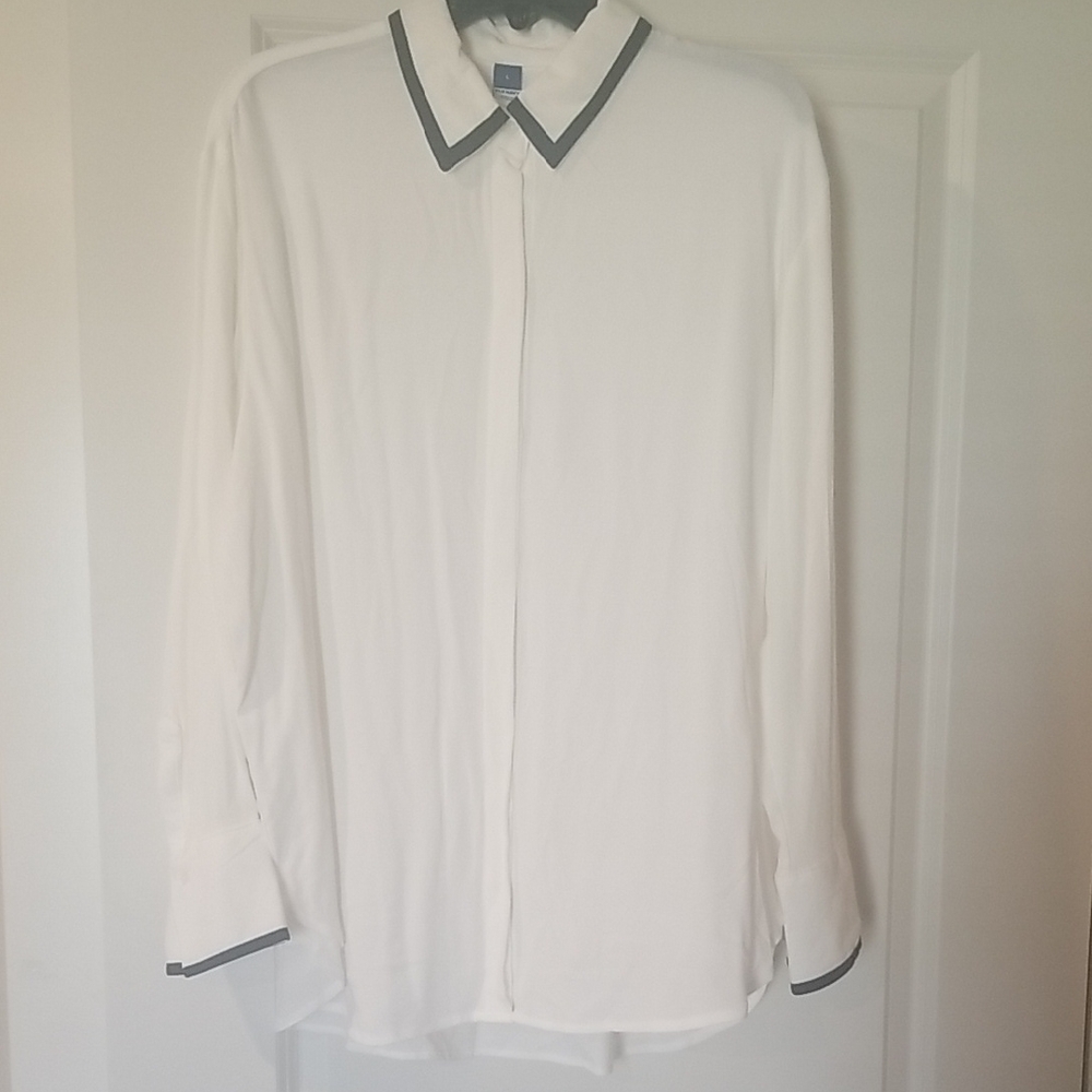 Old Navy White Dress Shirt with Black Accents